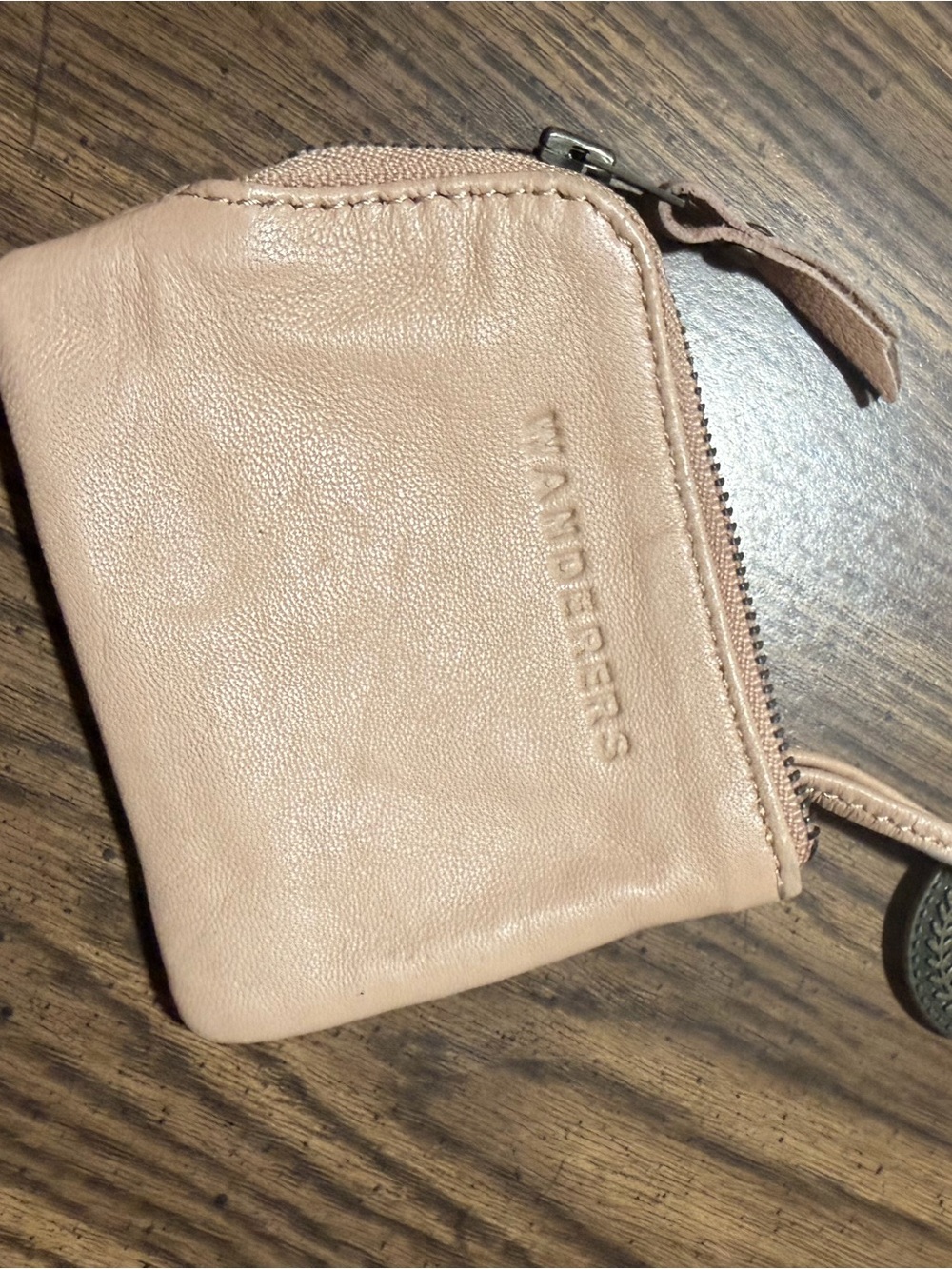 Wander Blush Leather Zip Wristlet Wallet